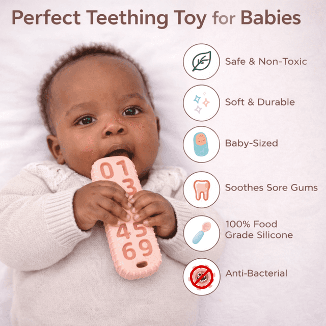 Baby Remote Teether Toy, Silicone TV Remote for Teething Infants - View 2