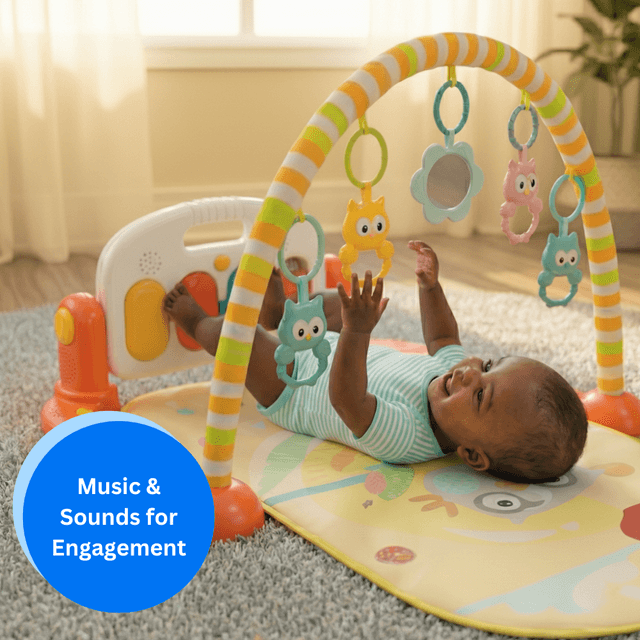 Baby Piano Playmat, Kick and Play Gym with Musical Sensory Toys for Newborns - View 2