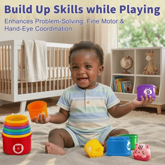 Baby Stacking Cups Set of 11, Montessori Educational Toy for Toddlers - View 2