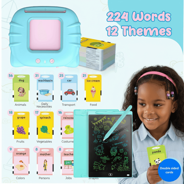Kids Learning Bundle (2-in-1), Talking Flashcards and LCD Drawing Tablet - View 1
