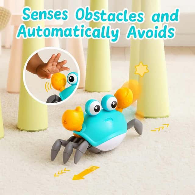 Rechargeable Crawling Crab Toy for Babies, Tummy Time Sensory Toy with Music - View 1