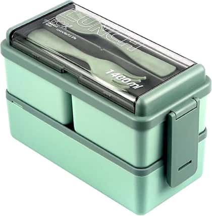 Bento Lunch Box for Kids and Adults, Leakproof with Built-In Cutlery